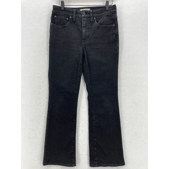 Madewell Kick Out Jeans Women's 27 Black Stretch Denim‎ Mid Rise Bootcut Boho - Picture 1 of 14